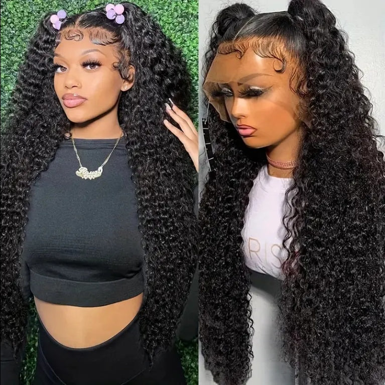 Deep Wave Lace Front Wig Human Hair 180 Density 13x4 HD Lace Front