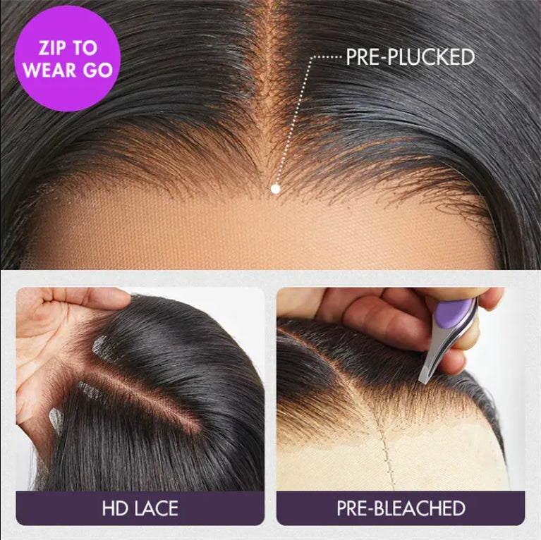 Straight Lace Front Wig Human Hair / 13x4 HD Clear Lace Front Wig Pre Pull Baby Hair