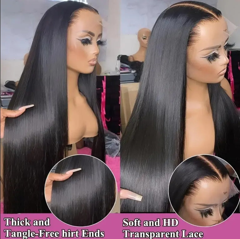 Straight Lace Front Wig Human Hair / 13x4 HD Clear Lace Front Wig Pre Pull Baby Hair