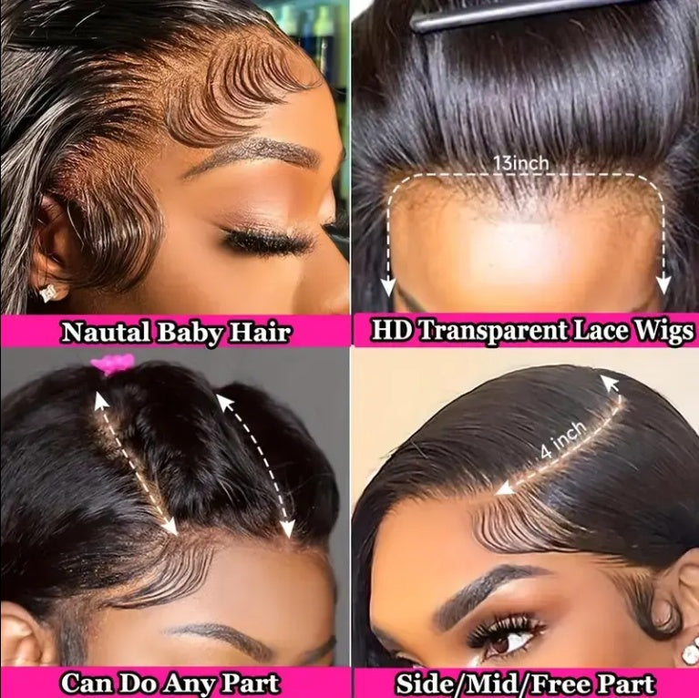 Straight Lace Front Wig Human Hair / 13x4 HD Clear Lace Front Wig Pre Pull Baby Hair