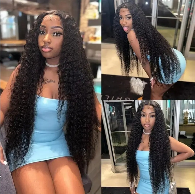 Deep Wave Lace Front Wig Human Hair 180 Density 13x4 HD Lace Front