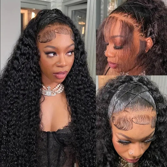 Deep Wave Lace Front Wig Human Hair 180 Density 13x4 HD Lace Front